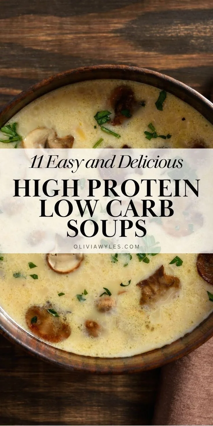 Bowl of high protein soup, low calorie, gluten-free and dairy-free options.
