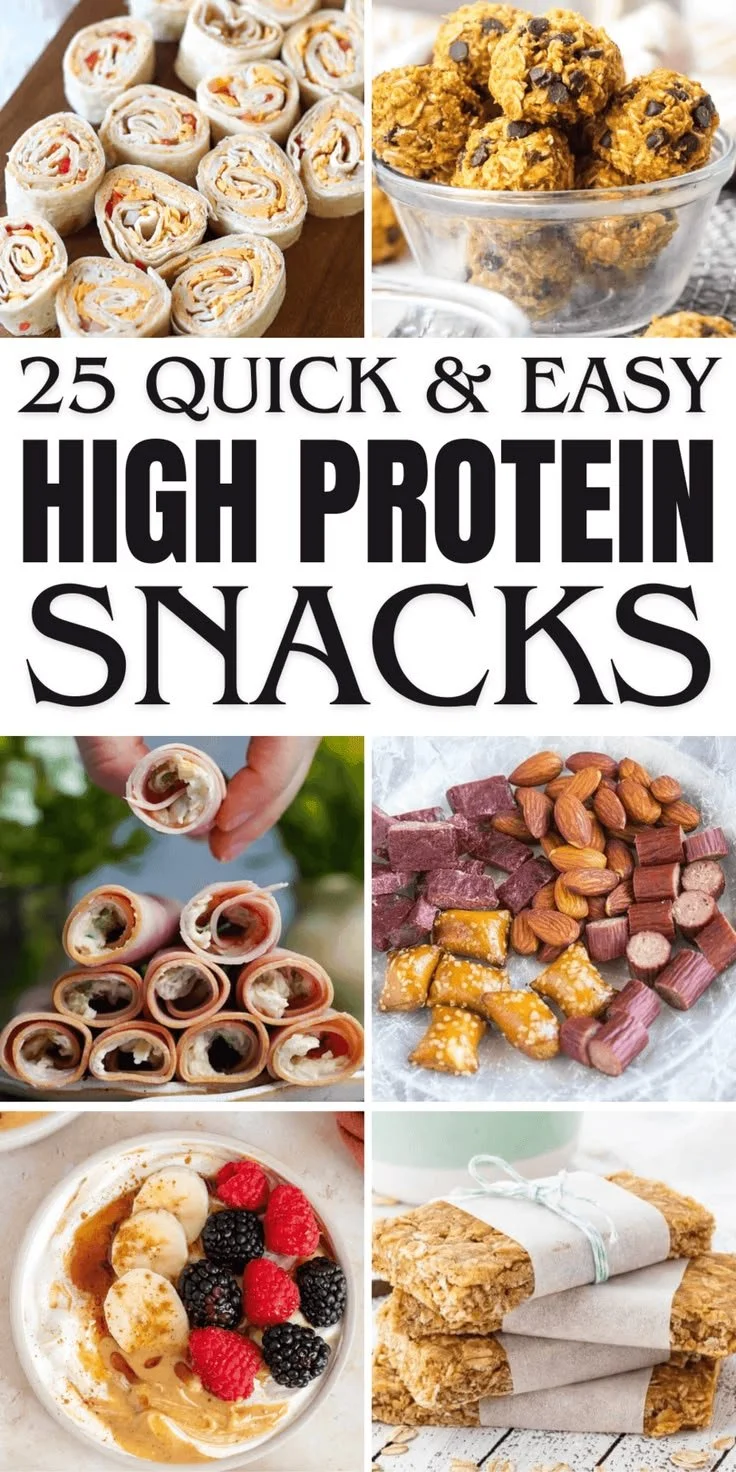 A variety of healthy high protein snacks ideal for on-the-go eating.