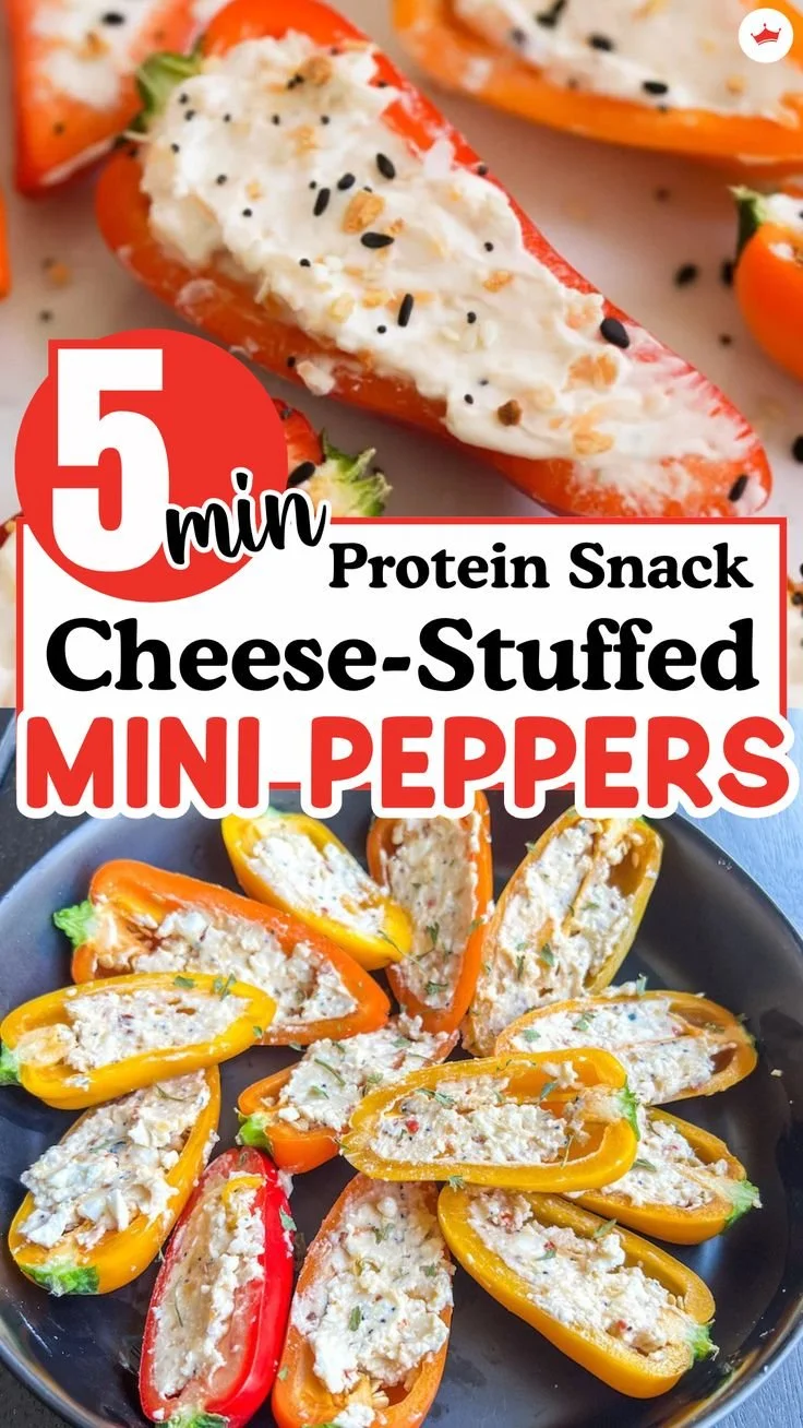 Cheese stuffed mini peppers, a quick protein snack recipe