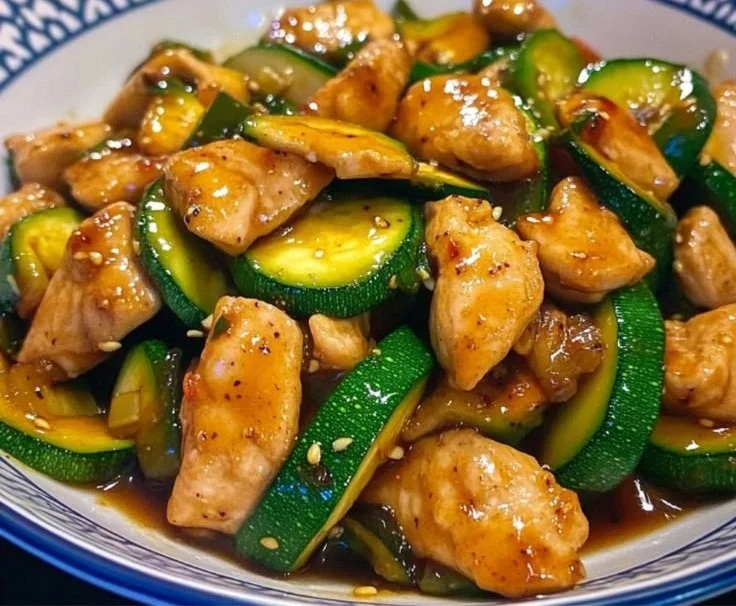 Delicious Chicken Zucchini Stir Fry with colorful vegetables