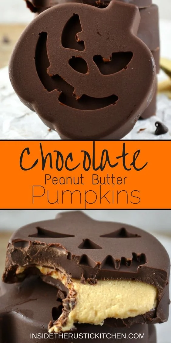 Chocolate peanut butter pumpkins for Halloween treats