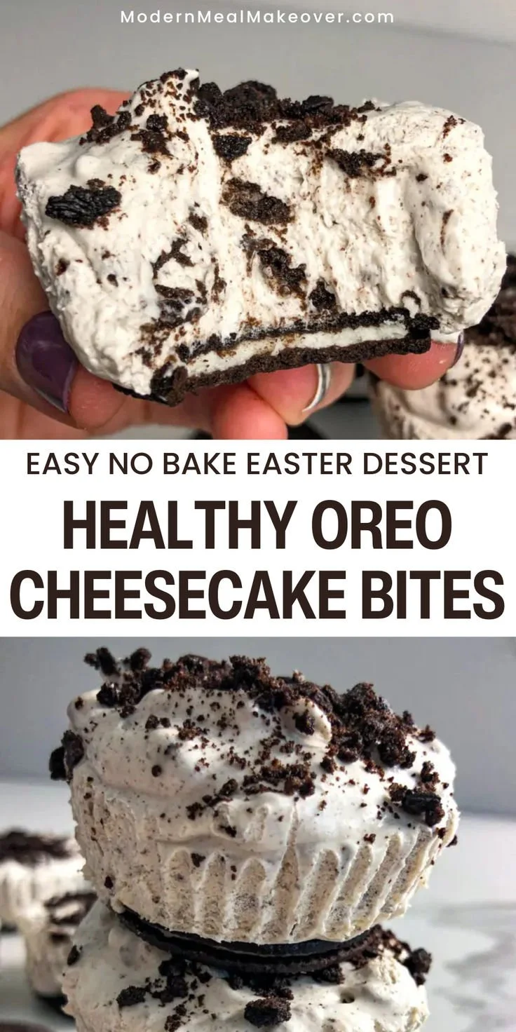 Healthy no-bake Oreo cheesecake bites for an easy Easter dessert