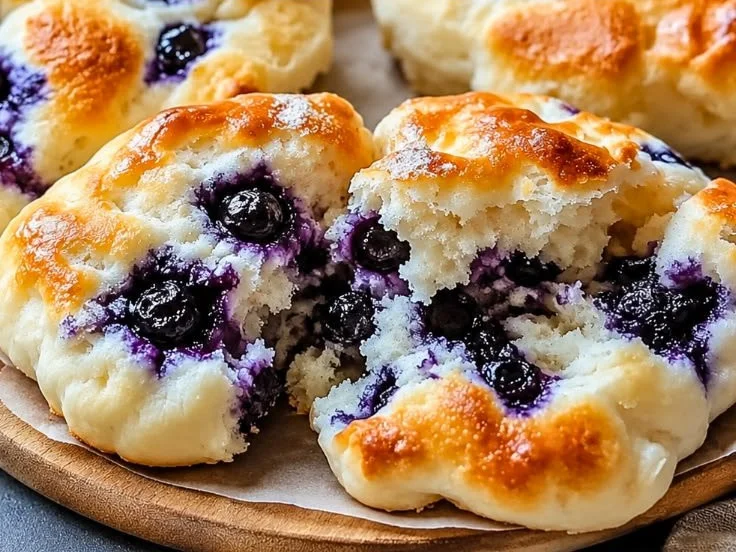 High protein blueberry cloud bread with cottage cheese, healthy snack option.