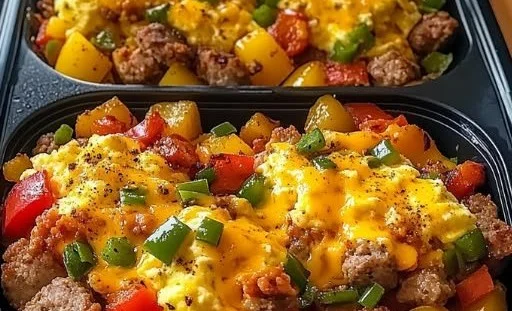 High protein breakfast bowls ready for freezing for a nutritious meal prep