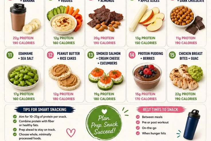 Variety of high protein snacks for weight loss and muscle gain