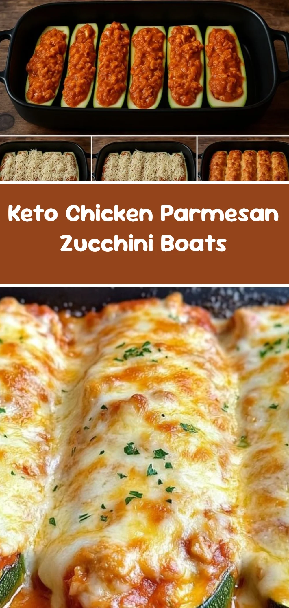 Keto Chicken Parmesan Zucchini Boats