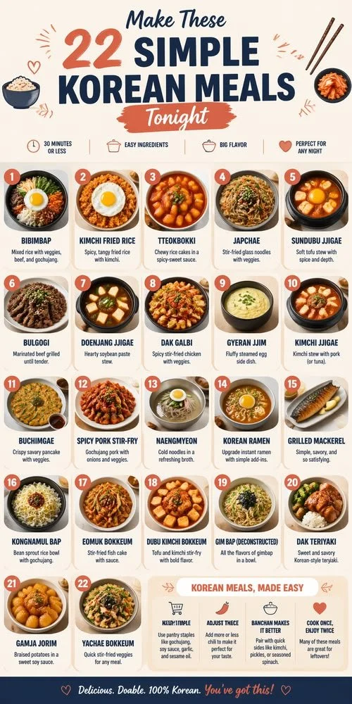 Delicious simple Korean meals ready to be served