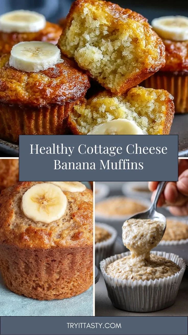 Moist cottage cheese banana muffins for a healthy high-protein breakfast