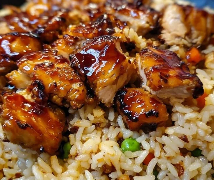 One-Pan Bold Honey BBQ Chicken Rice dish garnished with fresh herbs