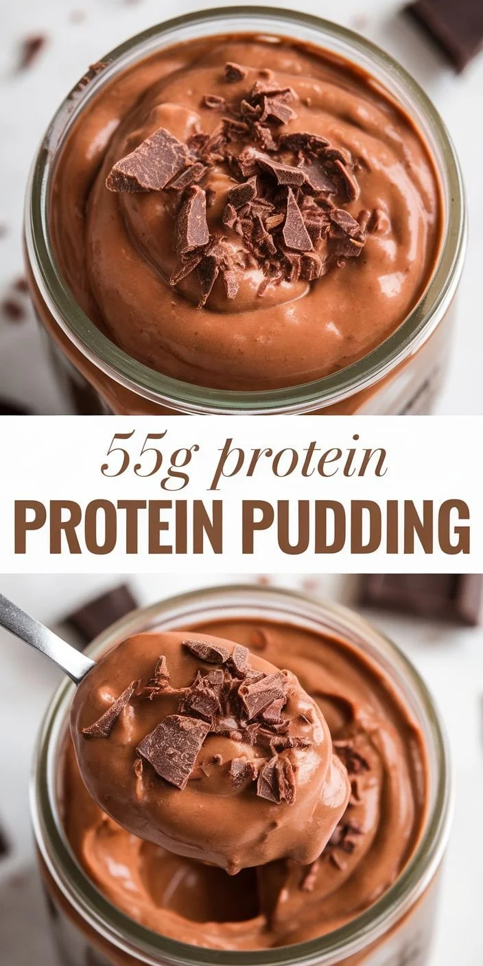 Super high protein chocolate pudding in a bowl, perfect for snacking