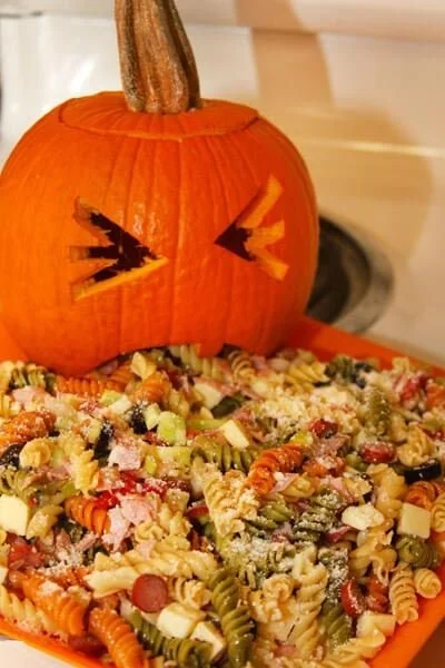 Delicious pumpkin pasta salad loaded with seasonal ingredients and flavors.