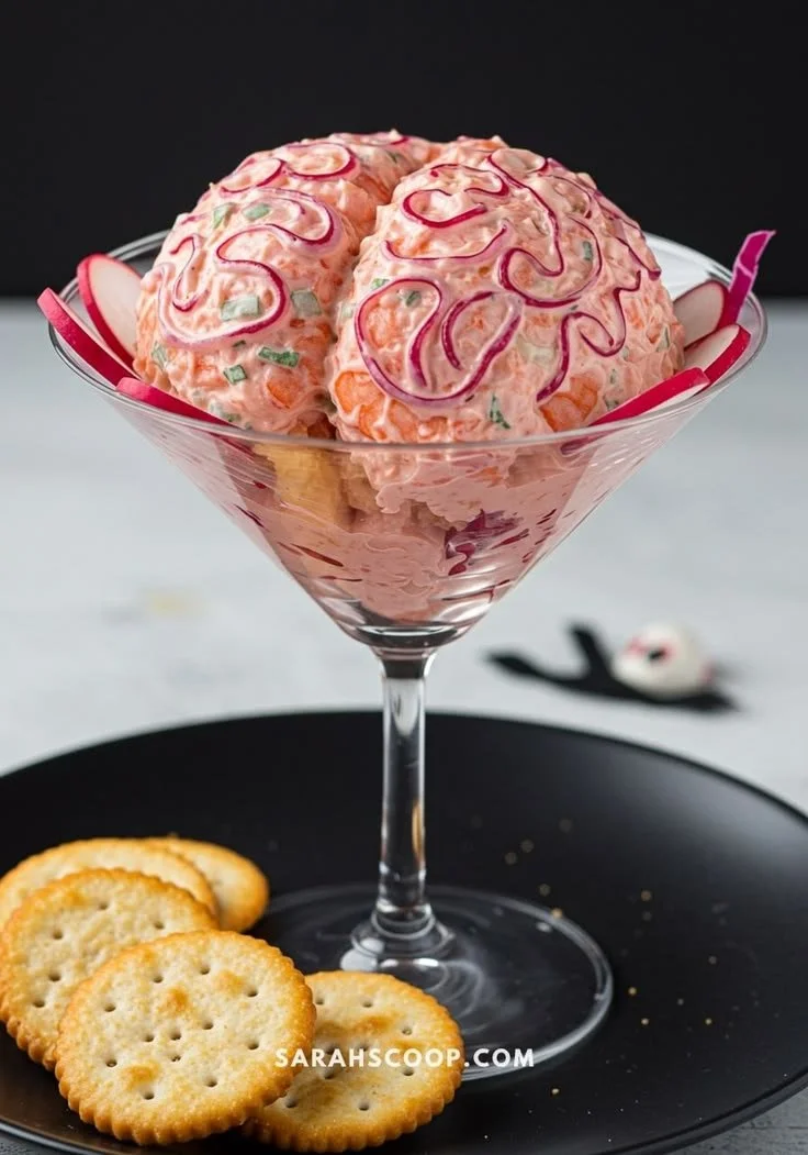 An assortment of Halloween party food including spooky appetizers and themed treats.