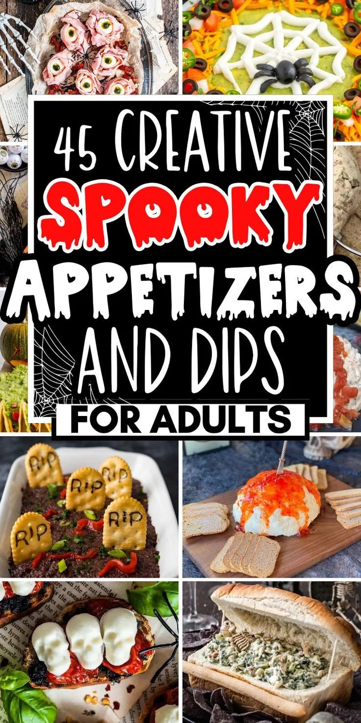 Assorted spooky appetizers for Halloween party snacks