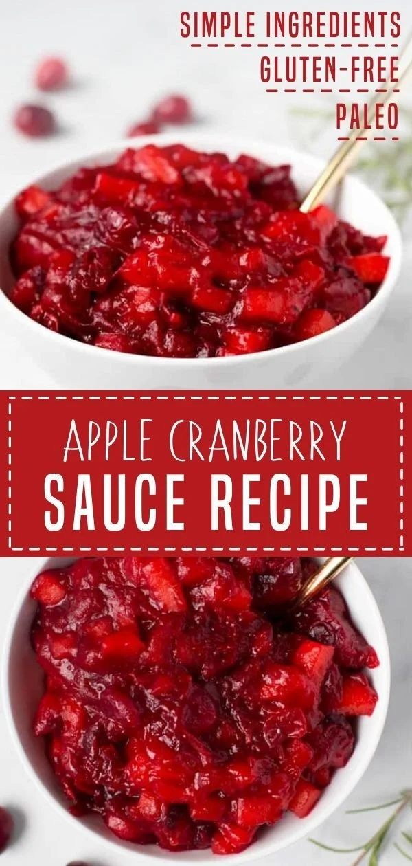 Delicious homemade apple cranberry sauce in a bowl ready for serving.