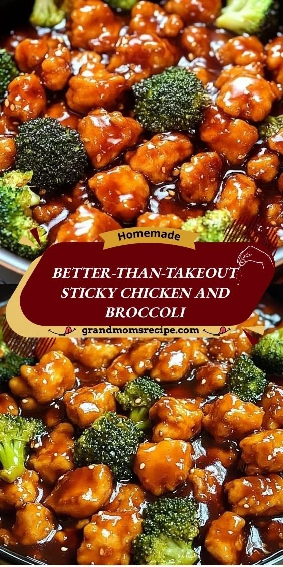 Better-than-takeout sticky chicken with broccoli served in a bowl.
