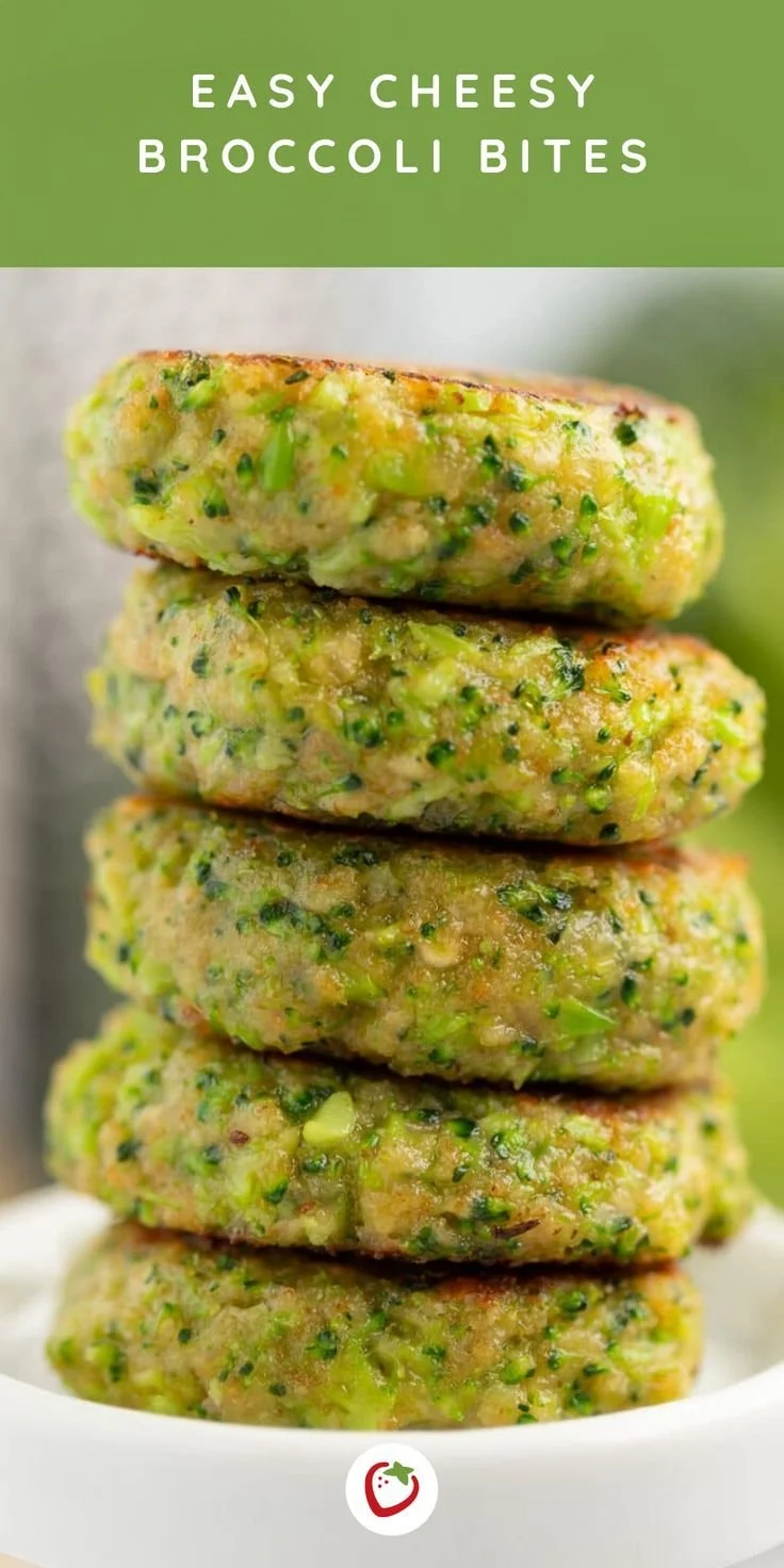 Cheesy broccoli bites served on a plate, a healthy snack option.