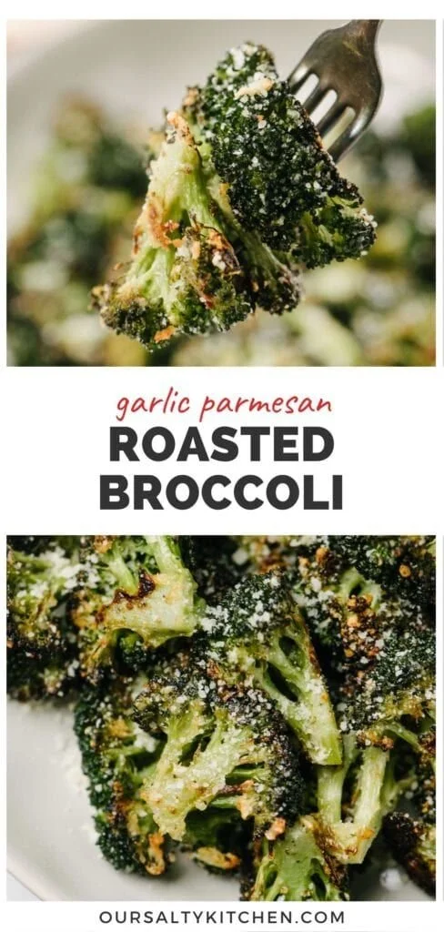 Crispy garlic parmesan roasted broccoli with golden crust