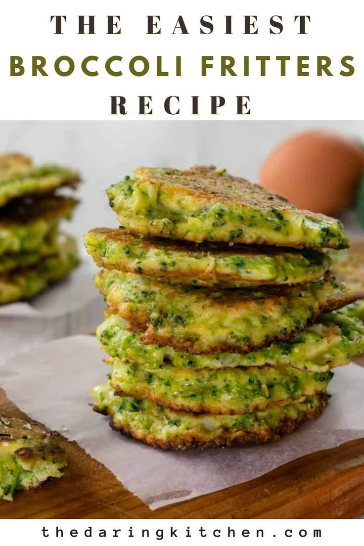 Plate of easy homemade broccoli fritters