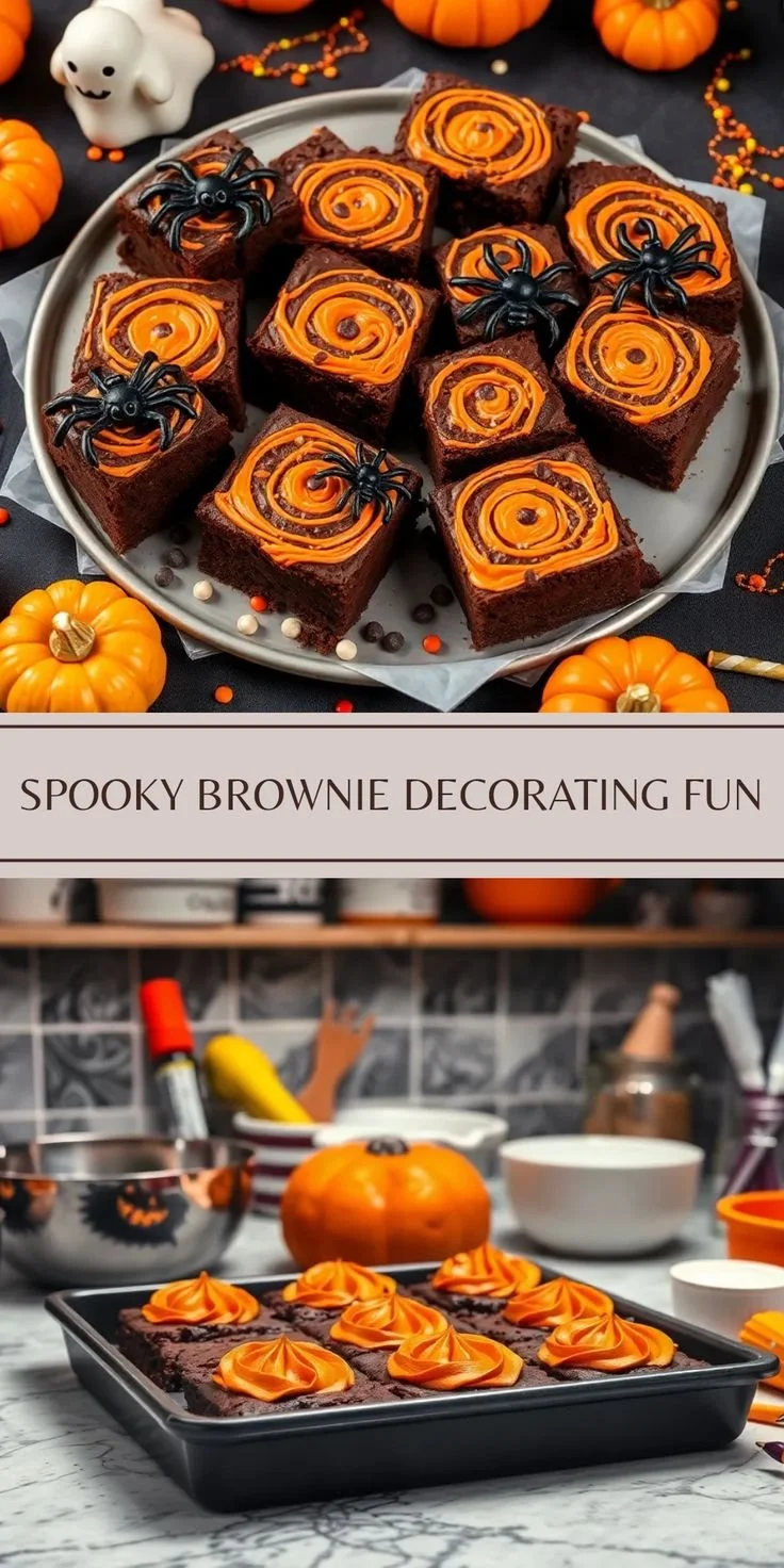 Deliciously decorated Halloween brownies with spooky designs