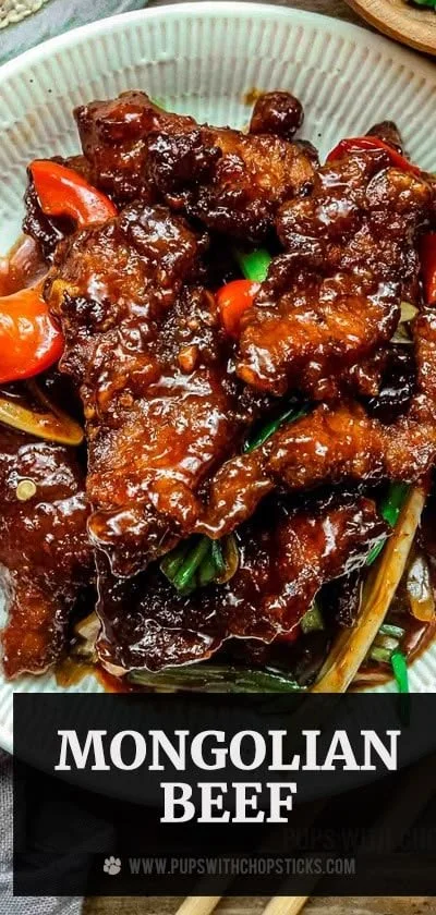 Delicious Mongolian beef dish with classic Chinese flavors and red sauce