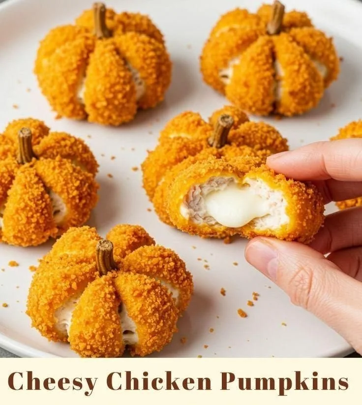 Cheesy chicken pumpkins appetizer for Halloween festivities