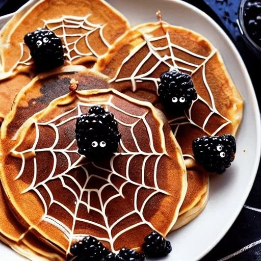 Halloween-themed spider pancakes for a cute breakfast idea