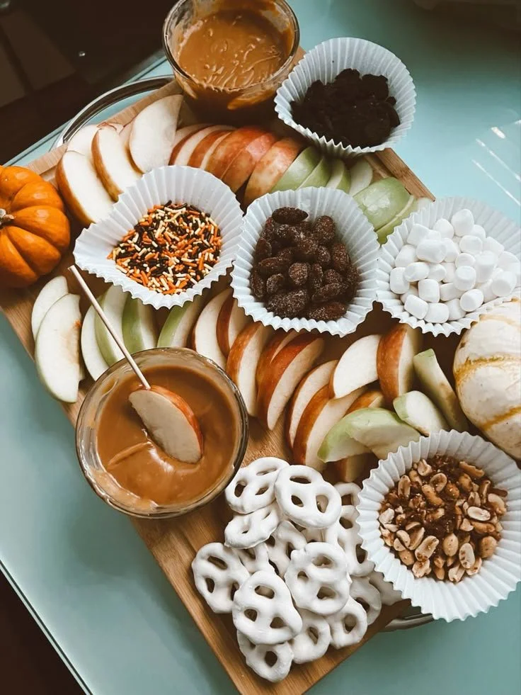 Colorful Fall Dessert Charcuterie board with seasonal sweets and treats