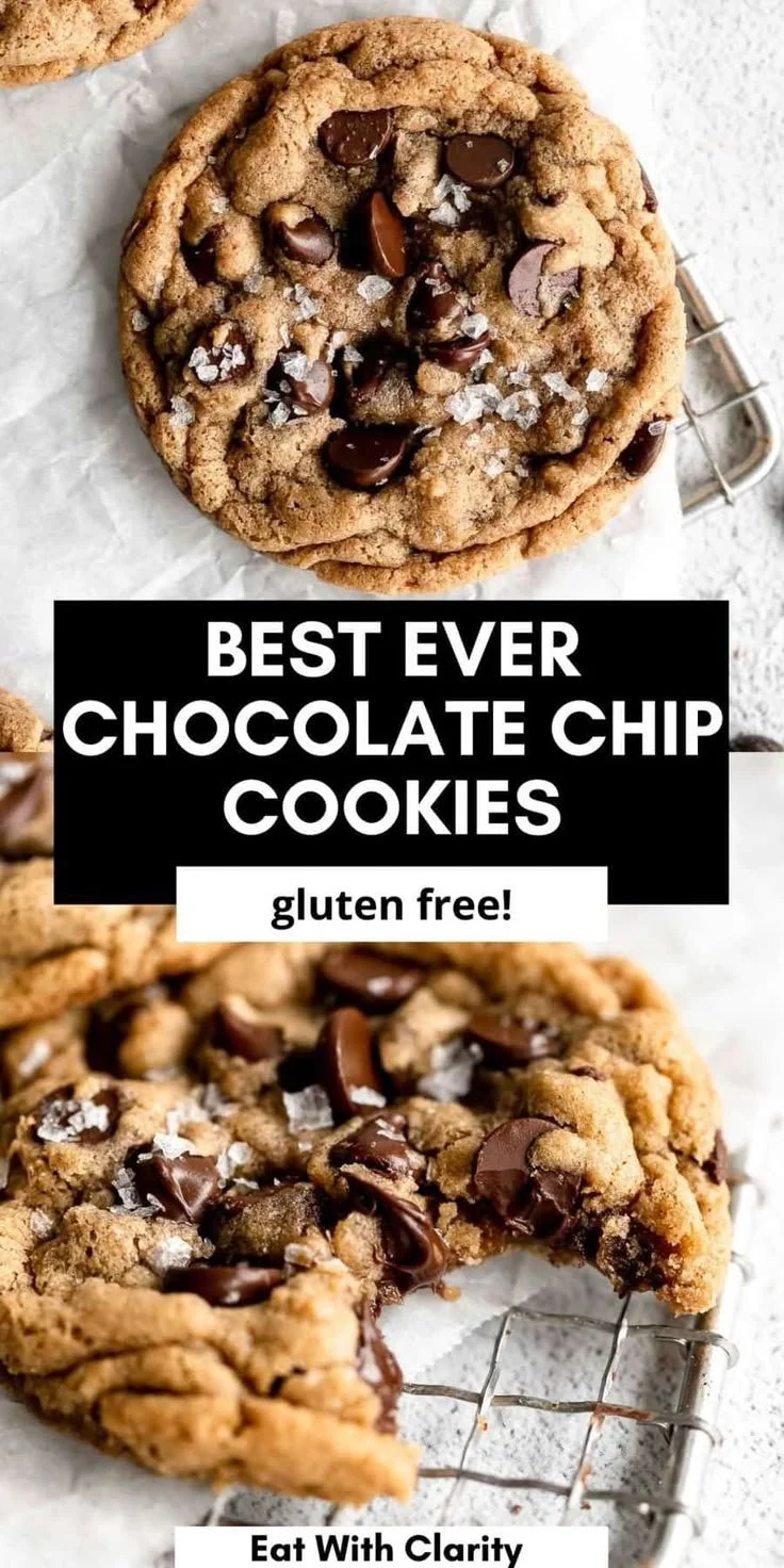 Freshly baked gluten-free chocolate chip cookies on a plate