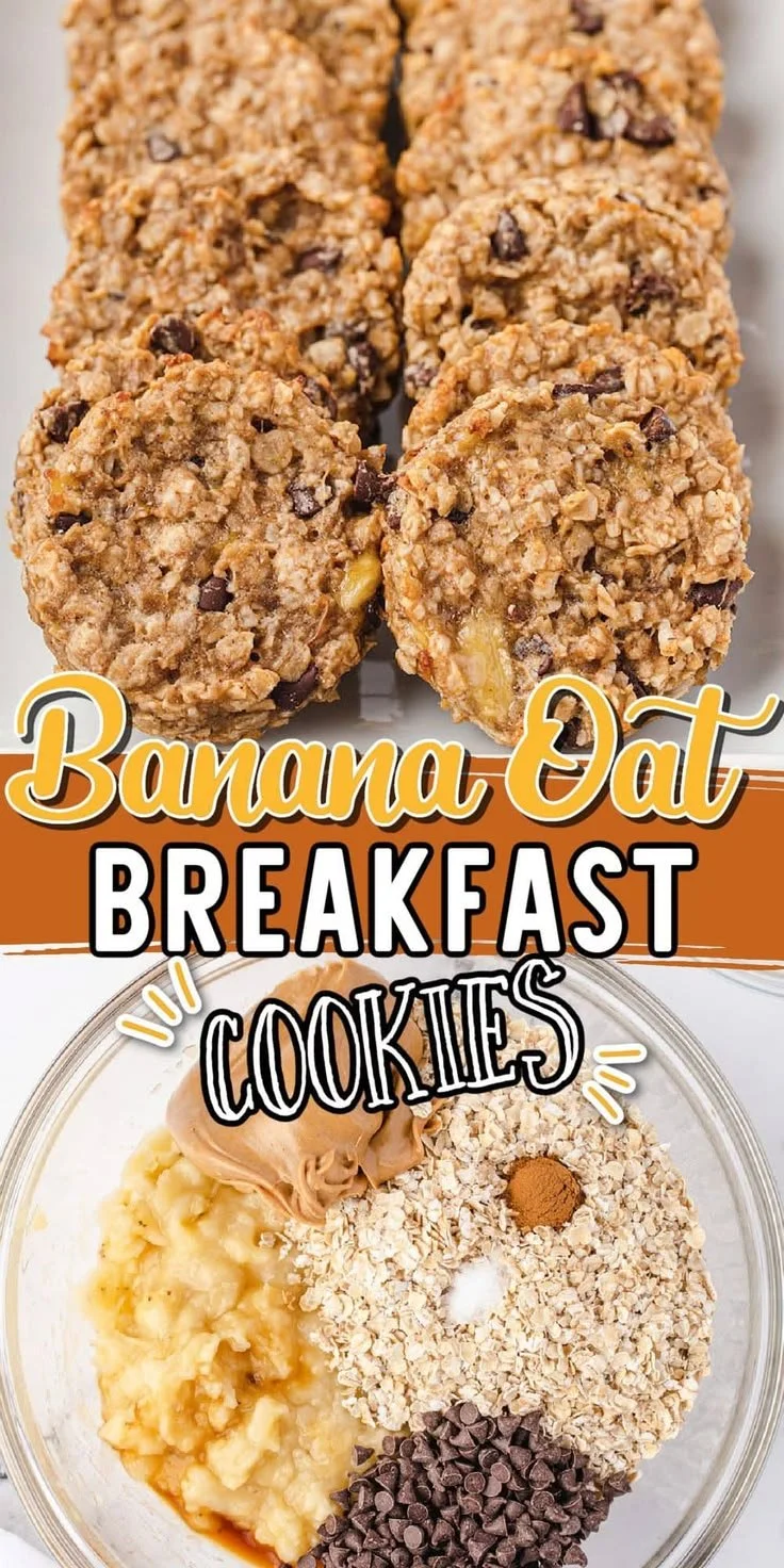 Healthy breakfast cookies made with bananas and oats