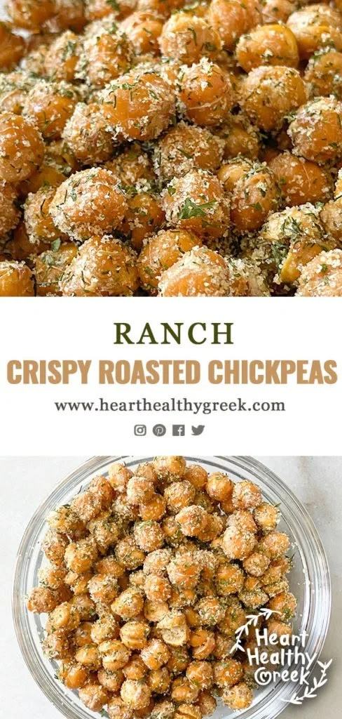 Bowl of heart-healthy Greek crispy roasted chickpeas, a nutritious snack option.