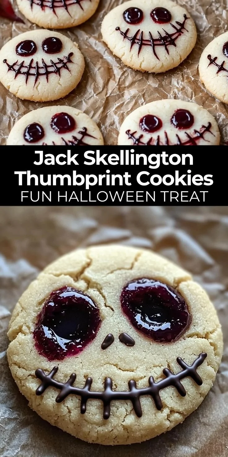 Jack Skellington thumbprint cookies for Halloween party treats