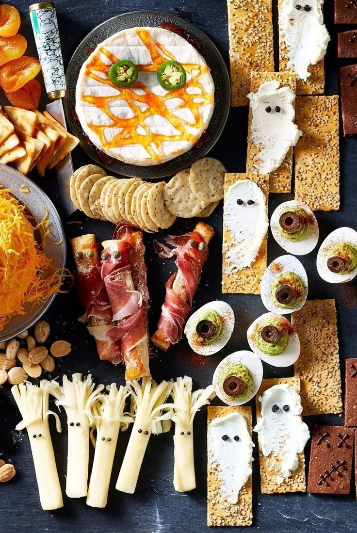 Spooktacular Charbooterie Board decorated for Halloween