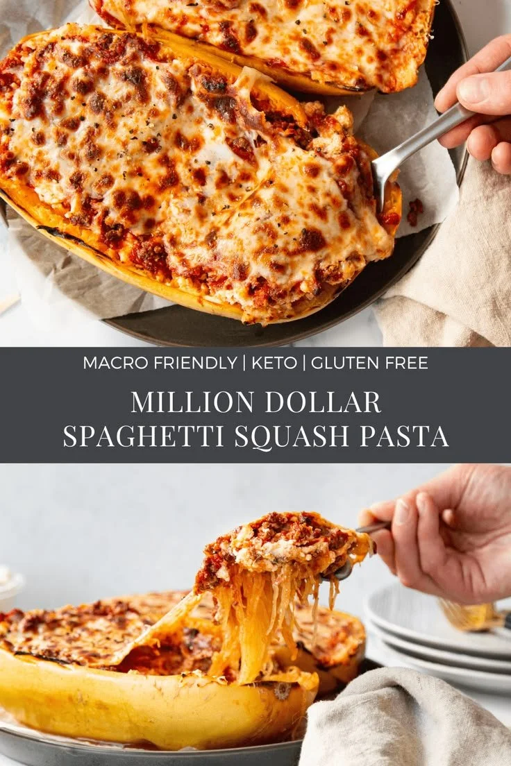 Delicious Million Dollar Spaghetti Squash Pasta served on a plate