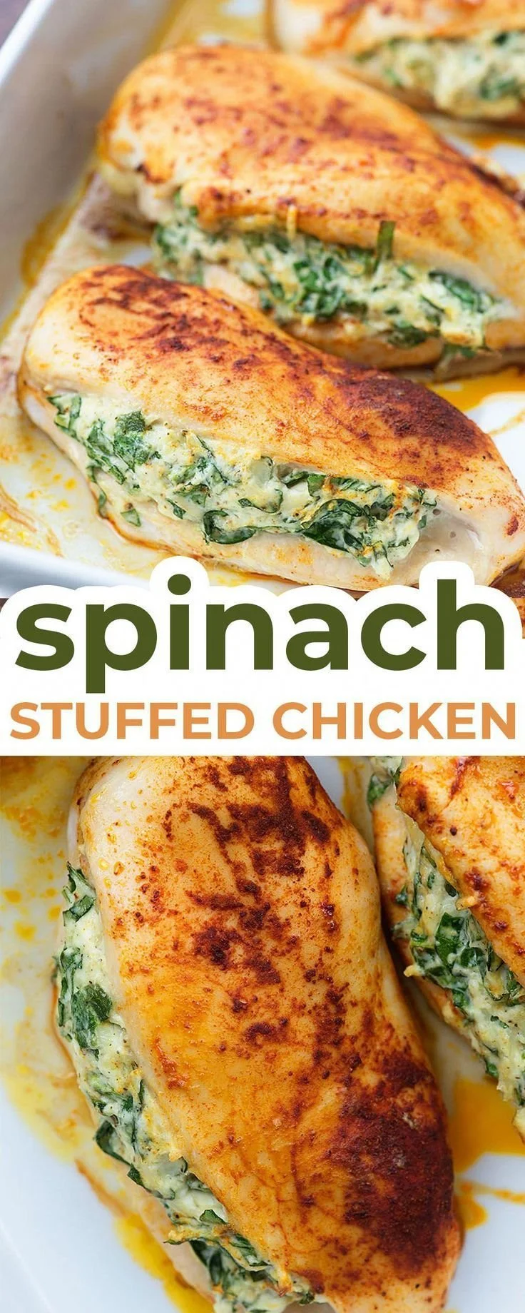 Spinach stuffed chicken breasts served with fresh vegetables