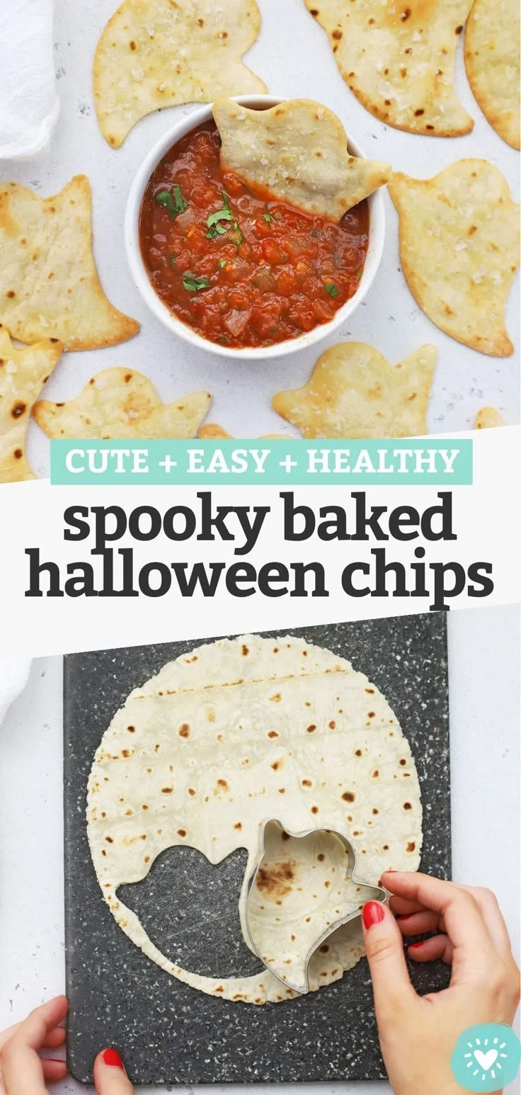 Spooky baked Halloween chips, gluten-free and paleo-friendly snack option