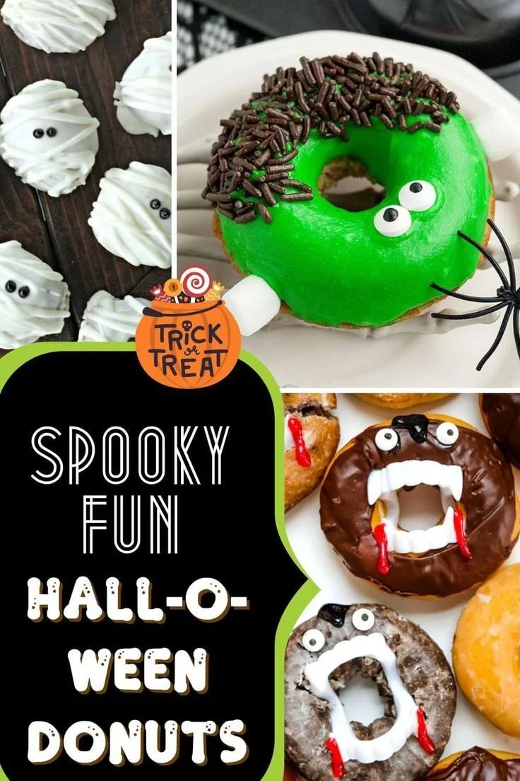 Spooky fun Halloween donuts decorated for the festive season