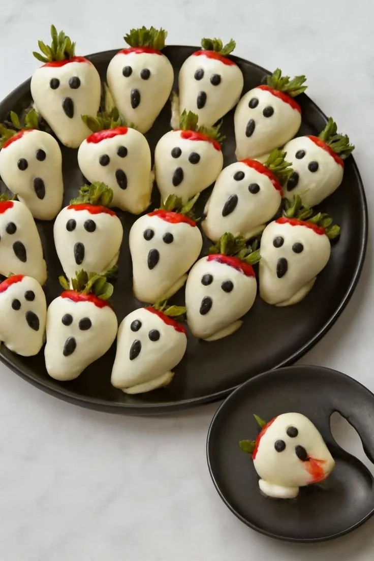 Spooky Ghost Chocolate Strawberries for Halloween recipe