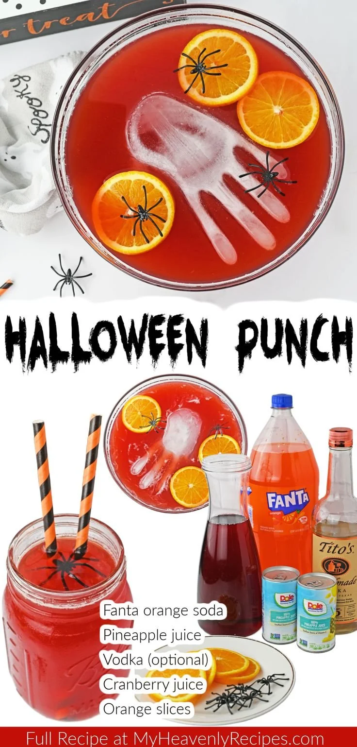 Spooky Halloween punch in a festive Halloween setting, colorful and inviting.