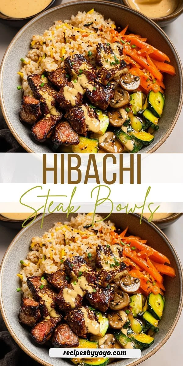 Delicious hibachi steak bowl served with vegetables and rice