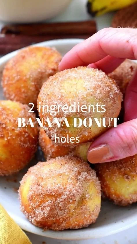 Delicious homemade banana donut holes made in an air fryer, perfect for kids.